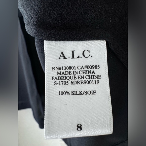 A.L.C 100% Silk Kenyatta Dress Sleeveless Cutout V-Neck Cinched Waist Size 8 - Picture 9 of 12